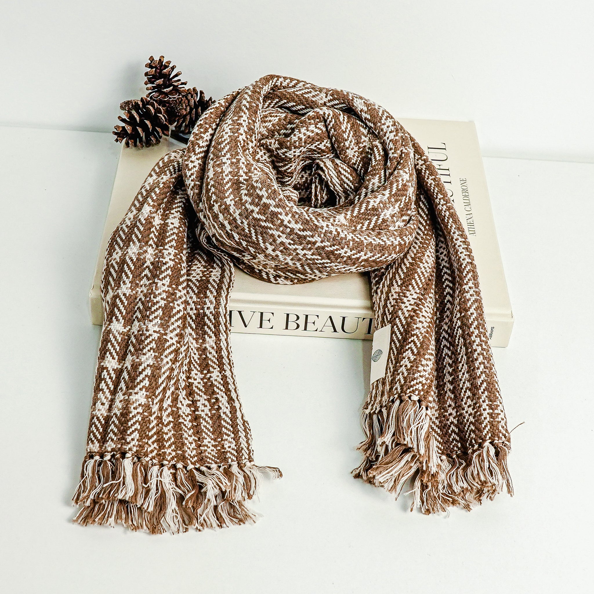 Made from super soft cotton, this scarf is comfy and versatile. Use it as a travel wrap on flights or styled as a scarf or shawl. 